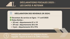 Déclaration fiscale 2025 dates IR 2024 avril mai juin